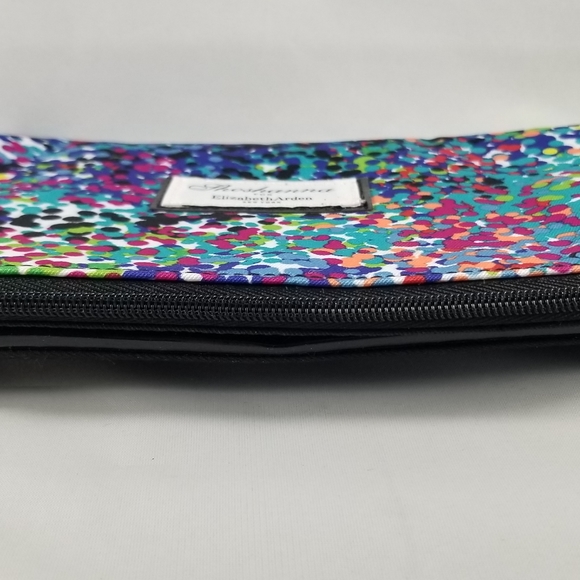 Elizabeth Arden Shoshanna Makeup Bag Purse Multi-Colored Dot Pattern Black - Picture 12 of 16